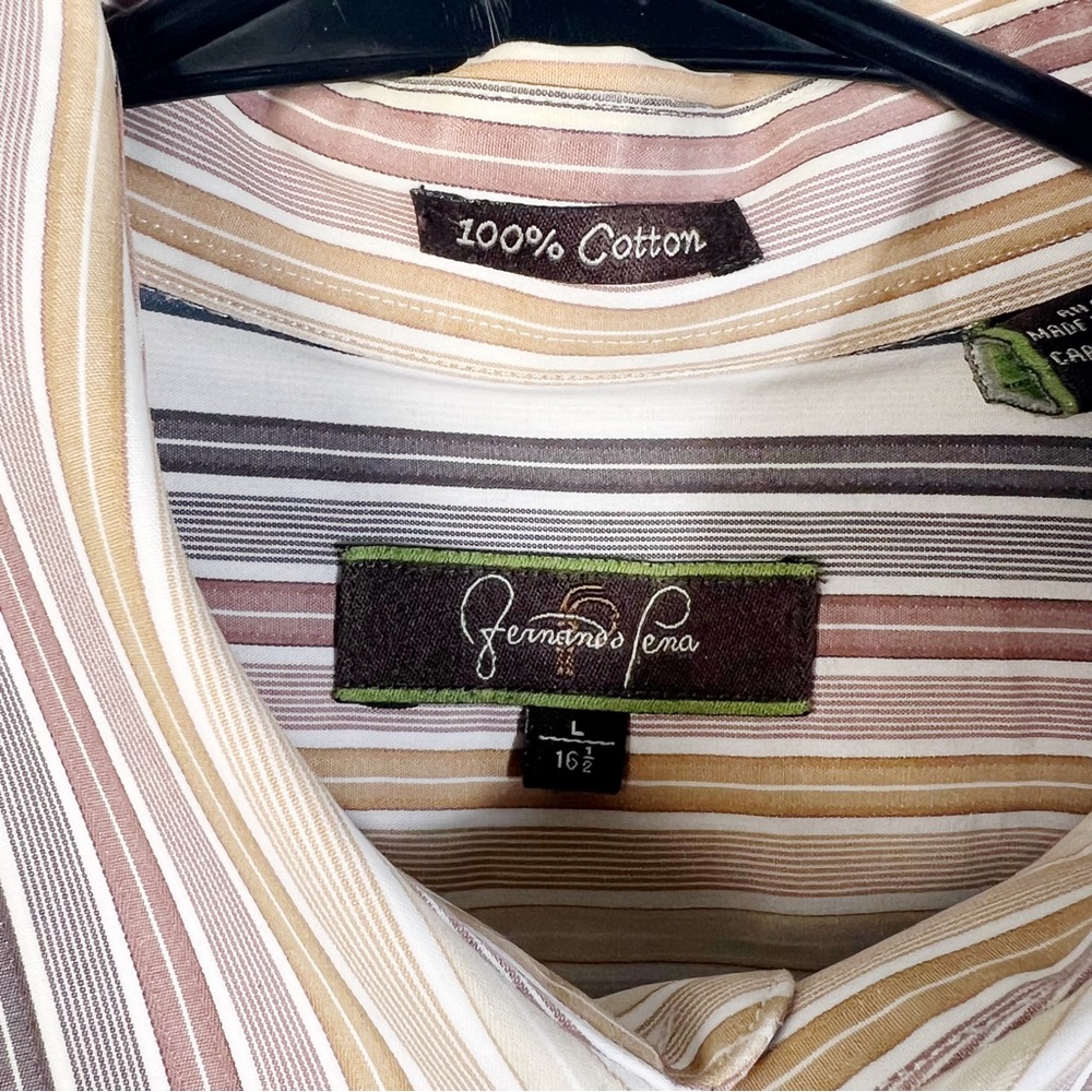 FERNANDO PENA Men's Size Large Button Down Shirt Cotton Stripped - Picture 4 of 5